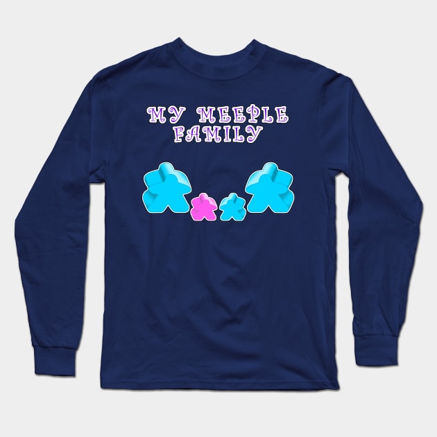 Meeple family 2 man 1 boy 1 girl Long Sleeve T-Shirt by MononcGeek